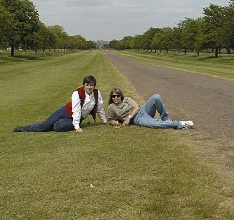 Joan and Pam relax on "the long walk"