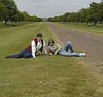 Joan and Pam relax on "the long walk"